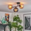 Koyoto ceiling light, globe light Amber, Smoke-coloured, 3-light sources