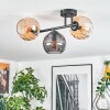 Koyoto ceiling light, globe light Amber, Smoke-coloured, 3-light sources