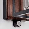 Portalis outdoor wall light, wall light Wood like finish, black, 1-light source, Motion sensor