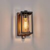 Portalis outdoor wall light, wall light Wood like finish, black, 1-light source, Motion sensor