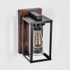 Portalis outdoor wall light, wall light Wood like finish, black, 1-light source, Motion sensor