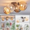 Chehalis ceiling light, globe light Amber, clear, Smoke-coloured, 4-light sources