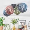 Chehalis ceiling light, globe light blue, green, coppery, 4-light sources