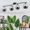 Koyoto ceiling light, globe light chrome, Smoke-coloured, 4-light sources