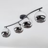 Koyoto ceiling light, globe light chrome, Smoke-coloured, 4-light sources