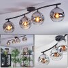 Ripoll ceiling light, globe light chrome, clear, Smoke-coloured, 4-light sources