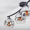 Ripoll ceiling light, globe light chrome, clear, Smoke-coloured, 4-light sources