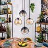 Koyoto hanging light, globe light, pendant light 35 cm Amber, clear, Smoke-coloured, 4-light sources