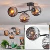 Ripoll ceiling light, globe light chrome, Smoke-coloured, 3-light sources