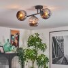 Ripoll ceiling light, globe light chrome, Smoke-coloured, 3-light sources