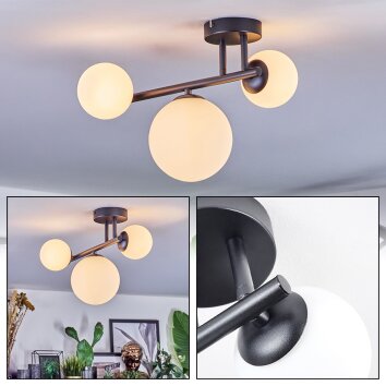 Chehalis ceiling light, globe light white, 3-light sources