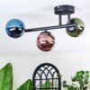 Chehalis ceiling light, globe light blue, green, coppery, 3-light sources