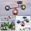 Chehalis ceiling light, globe light blue, green, coppery, 3-light sources