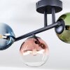 Chehalis ceiling light, globe light blue, green, clear, coppery, 3-light sources