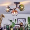 Chehalis ceiling light, globe light blue, green, clear, coppery, 3-light sources