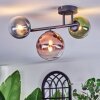 Chehalis ceiling light, globe light blue, green, clear, coppery, 3-light sources