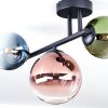 Chehalis ceiling light, globe light blue, green, clear, coppery, 3-light sources