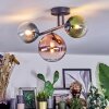 Chehalis ceiling light, globe light blue, green, clear, coppery, 3-light sources