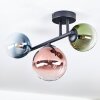 Chehalis ceiling light, globe light blue, green, clear, coppery, 3-light sources