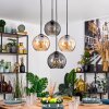Koyoto hanging light, globe light, pendant light Amber, Smoke-coloured, 4-light sources