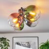 Gastor ceiling light, globe light blue, green, clear, coppery, 4-light sources