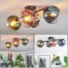 Gastor ceiling light, globe light blue, chrome, green, clear, coppery, Smoke-coloured, 4-light sources