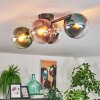 Gastor ceiling light, globe light blue, chrome, green, clear, coppery, Smoke-coloured, 4-light sources