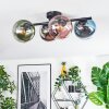 Gastor ceiling light, globe light blue, chrome, green, clear, coppery, Smoke-coloured, 4-light sources