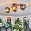 Gastor ceiling light, globe light blue, chrome, green, clear, coppery, Smoke-coloured, 4-light sources