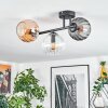 Koyoto ceiling light, globe light Amber, clear, Smoke-coloured, 3-light sources