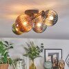 Chehalis ceiling light, globe light blue, green, coppery, Smoke-coloured, 4-light sources