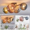Chehalis ceiling light, globe light blue, green, coppery, Smoke-coloured, 4-light sources
