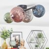 Chehalis ceiling light, globe light blue, green, coppery, Smoke-coloured, 4-light sources