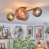 Chehalis ceiling light, globe light blue, green, coppery, Smoke-coloured, 4-light sources