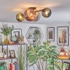 Chehalis ceiling light, globe light blue, green, coppery, Smoke-coloured, 4-light sources