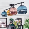 Koyoto ceiling light, globe light blue, gold, coppery, 4-light sources