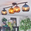 Koyoto ceiling light, globe light blue, gold, coppery, 4-light sources