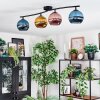 Koyoto ceiling light, globe light blue, gold, coppery, 4-light sources