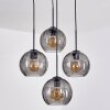 Koyoto hanging light, globe light, pendant light Smoke-coloured, 4-light sources