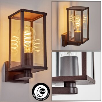 Tourega outdoor wall light, wall light rust-coloured, 1-light source