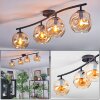 Ripoll ceiling light, globe light Amber, 4-light sources