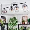 Ripoll ceiling light, globe light clear, Smoke-coloured, 4-light sources