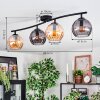 Koyoto ceiling light, globe light Amber, Smoke-coloured, 4-light sources