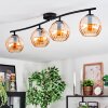 Koyoto ceiling light, globe light Amber, 4-light sources