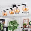 Koyoto ceiling light, globe light Amber, 4-light sources