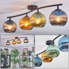 Koyoto ceiling light, globe light blue, gold, green, 4-light sources