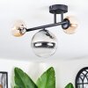Chehalis ceiling light, globe light Amber, clear, Smoke-coloured, 3-light sources