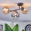 Chehalis ceiling light, globe light Amber, clear, Smoke-coloured, 3-light sources