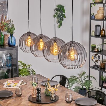 Koyoto hanging light, globe light, pendant light clear, Smoke-coloured, 4-light sources