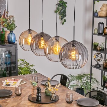 Koyoto hanging light, globe light, pendant light Amber, clear, Smoke-coloured, 4-light sources